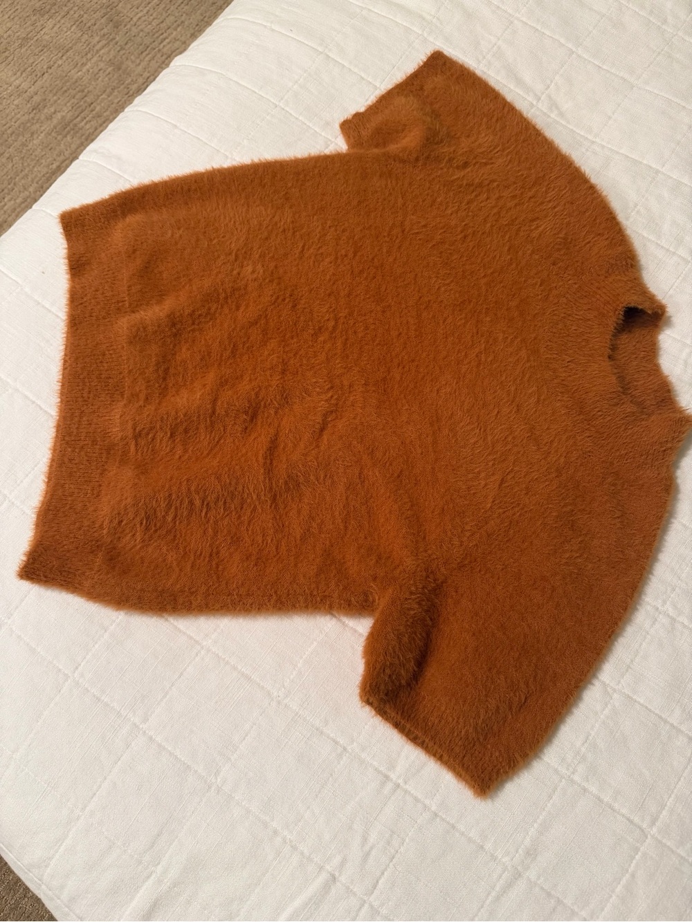 Pilcro Rust Fuzzy Short-Sleeve Crewneck Sweater